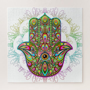 Hamsa Fatma Hand Psychedelic Art Legpuzzel