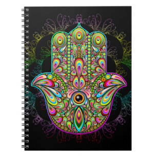 Hamsa Fatma Hand Psychedelic Art Notitieboek