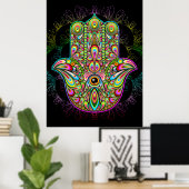 Hamsa Fatma Hand Psychedelic Art Poster (Thuiskantoor)