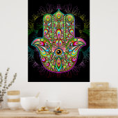Hamsa Fatma Hand Psychedelic Art Poster (Keuken)