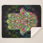 Hamsa Fatma Hand Psychedelic Art Sherpa Deken (Voorkant (horizontaal))