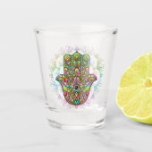 Hamsa Fatma Hand Psychedelic Art Shot Glas (Voorkant)