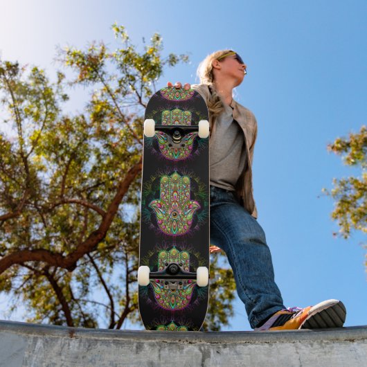 Hamsa Fatma Hand Psychedelic Art Skateboard (Buiten 1)