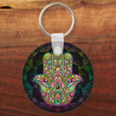 Hamsa Fatma Hand Psychedelic Art Sleutelhanger (Voorkant)