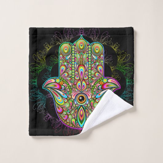 Hamsa Fatma Main Psychedelic Art (Gant de toilette)