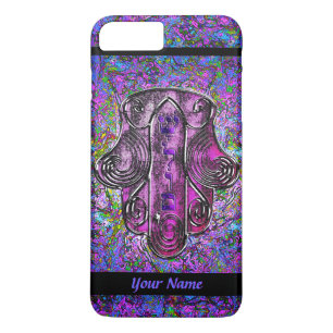Hamsa Fusion Paars en Black Personalized iPhone 8 Plus / 7 Plus Hoesje