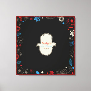 HAMSA HAND Bat Mitzvah Sign-In Memory Board Canvas Afdruk