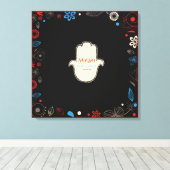 HAMSA HAND Bat Mitzvah Sign-In Memory Board Canvas Afdruk (Insitu (Houten vloer))