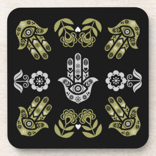 Hamsa Hand Beschermings Kunst Bier Onderzetter