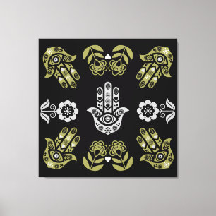 Hamsa Hand Beschermings Kunst Canvas Afdruk