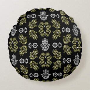 Hamsa Hand Beschermings Kunst Rond Kussen