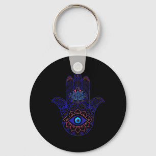 Hamsa Hand Blauwe Boze Oog Yoga - Spiritueel Symbo Sleutelhanger