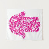 Hamsa Hand Boho Roze Wit Wandkleed (Voorkant (horizontaal))