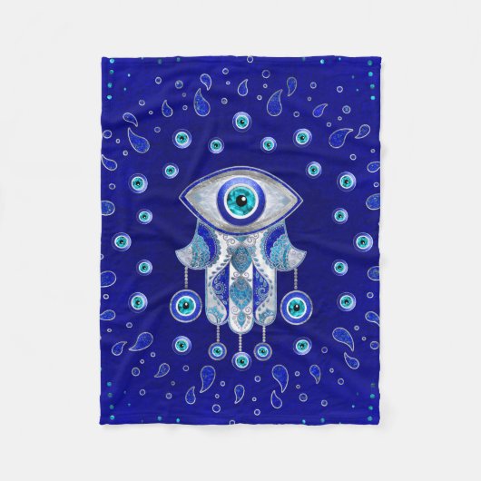 Hamsa Hand - Evil Eye Amulet Fleece Deken (Voorkant)