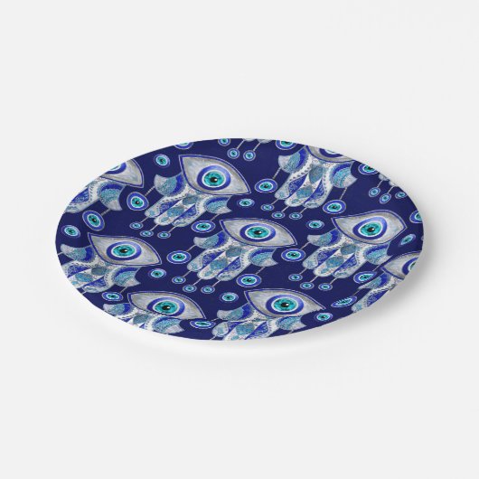 Hamsa Hand - Evil Eye Pattern Papieren Bordje (Gekanteld)