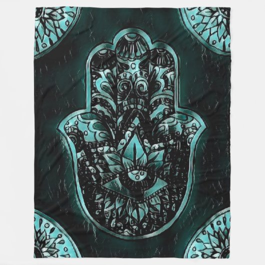 Hamsa Hand Fatima Evil Eye Art Fleece Deken (Voorkant)