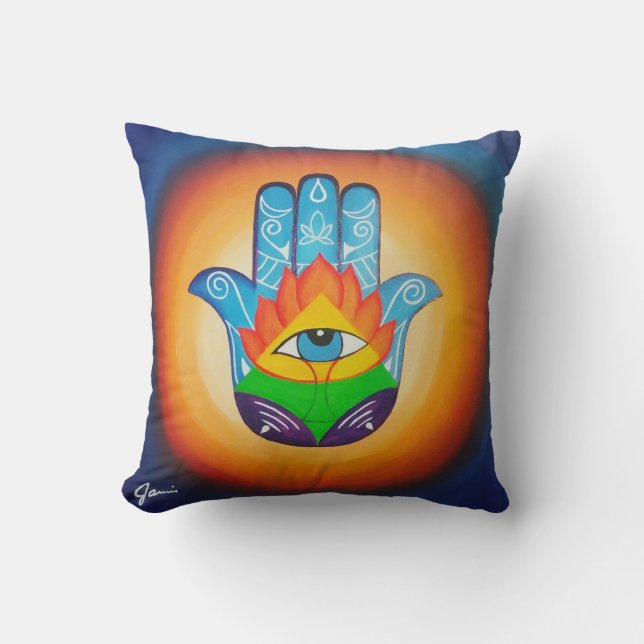Hamsa Hand Fine Art Kussen (Voorkant)