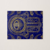 Hamsa Hand - goud op lapis lazuli Legpuzzel (Horizontaal)
