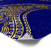 Hamsa Hand - goud op lapis lazuli Poster (Hoek)