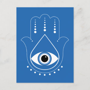Hamsa Hand Grieks Evil Eye Blauw Briefkaart