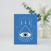 Hamsa Hand Grieks Evil Eye Blauw Briefkaart (Staand voorkant)