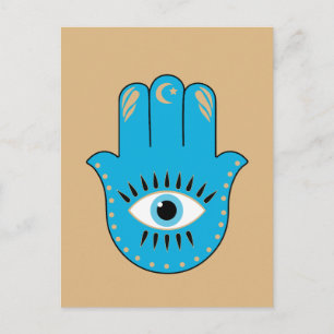 Hamsa Hand Grieks Evil Eye Blauw Briefkaart