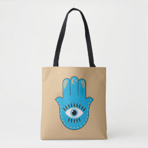 Hamsa Hand Grieks Evil Eye Blauw Draagtas