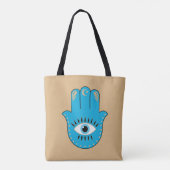 Hamsa Hand Grieks Evil Eye Blauw Draagtas (Achterkant)