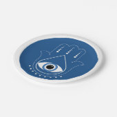 Hamsa Hand Grieks Evil Eye Blauw Papieren Bordje (Gekanteld)