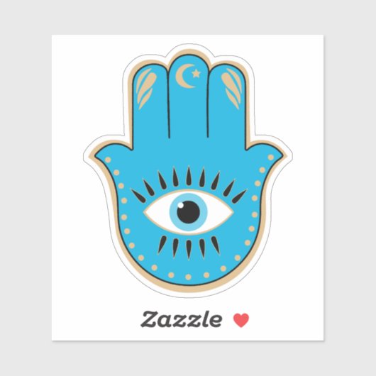 Hamsa Hand Grieks Evil Eye Blauw Sticker (Vel)