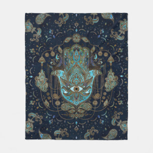 Hamsa hand-hand van Fatima Blue Gemstenen Fleece Deken