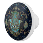 Hamsa hand-hand van Fatima Blue Gemstenen Keramische Knop (Rechts)
