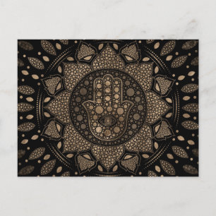 Hamsa Hand-Hand van Fatima in Lotus mandala Briefkaart