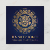 Hamsa Hand-Hand van Fatima in Lotus mandala Vierkante Visitekaartje (Voorkant)