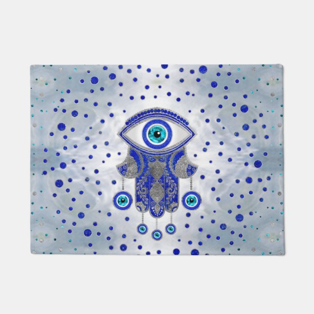 Hamsa Hand-Hand van Fatima Lapis Lazuli en Silver Deurmat (Voorkant)