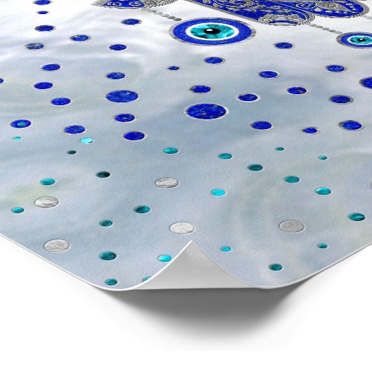 Hamsa Hand-Hand van Fatima Lapis Lazuli en Silver Poster (Hoek)