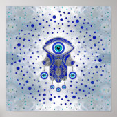 Hamsa Hand-Hand van Fatima Lapis Lazuli en Silver Poster (Voorkant)