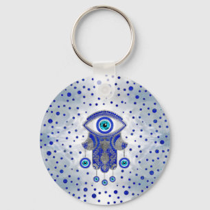 Hamsa Hand-Hand van Fatima Lapis Lazuli en Silver Sleutelhanger
