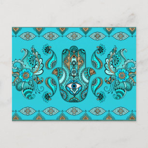 Hamsa Hand-Hand van Fatima Ornament Briefkaart