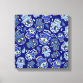 Hamsa hand - hand van het Fatimapatroon Blauwe min Canvas Afdruk (Voorkant)