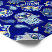 Hamsa hand - hand van het Fatimapatroon Blauwe min Poster (Hoek)