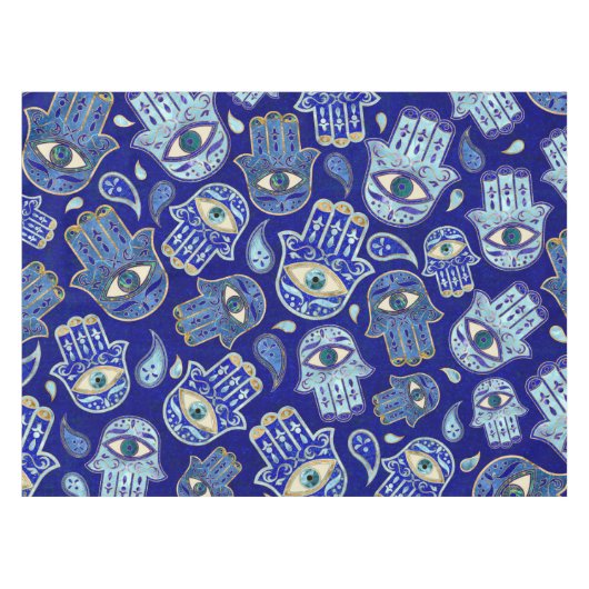 Hamsa hand - hand van het Fatimapatroon Blauwe min Tafelkleed (Voorkant (Horizontaal))