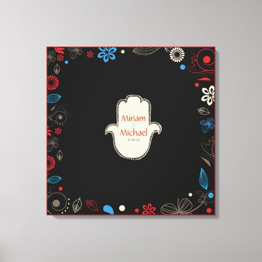 HAMSA HAND Jewish Wedding Sign-In Memory Board Canvas Afdruk (Voorkant)