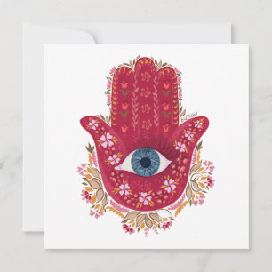 Hamsa Hand_Magenta_Cream Kaart