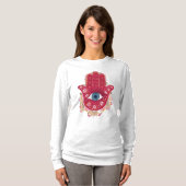 Hamsa Hand_Magenta_Cream Tshirt (Voorkant volledig)