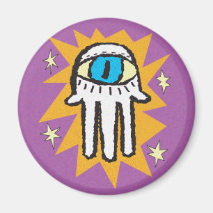 Hamsa Hand of God Gold and Paars Magneet