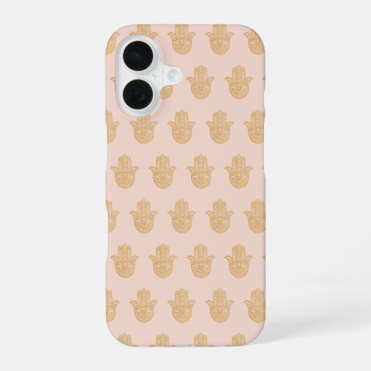 Hamsa hand Peach en Gold iPhone Case iPhone 16 Hoesje (Achterkant)