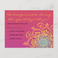 HAMSA HAND Red Sinaasappel Bat Mitzvah Reply Card