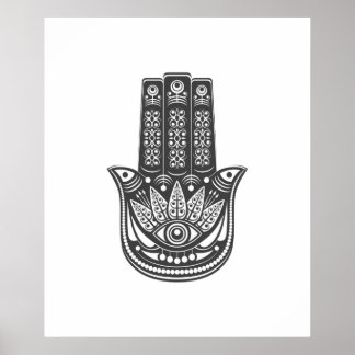 Hamsa hand spirituele geometrische boze oogmeditat poster