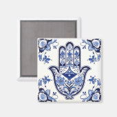 Hamsa Hand Symbool - Blauwe en Witte Hand van Fati Magneet (Voorkant / Achterkant)